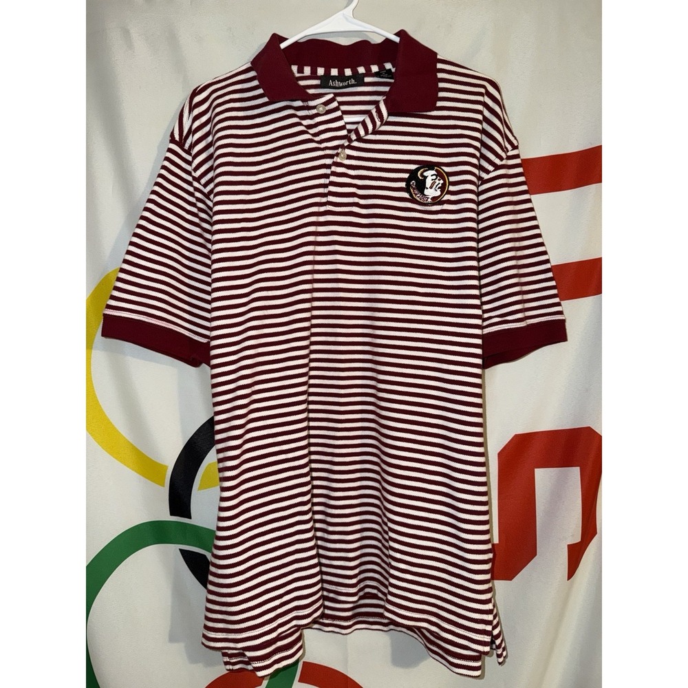 Vintage Ashworth Florida State Seminoles Polo Shirt Large Striped Football